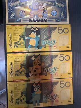 Bluey 4 Piece Foil Novelty Note Set Bingo Bandit Family Collectibles